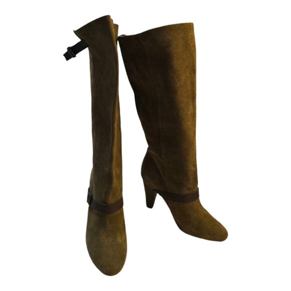 Colin Stuart Moss Green Tall Suede Wide Calf Boots Size 8.5 - Picture 8 of 16